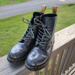 Dr. Marten gray iridescent boots, size 6
